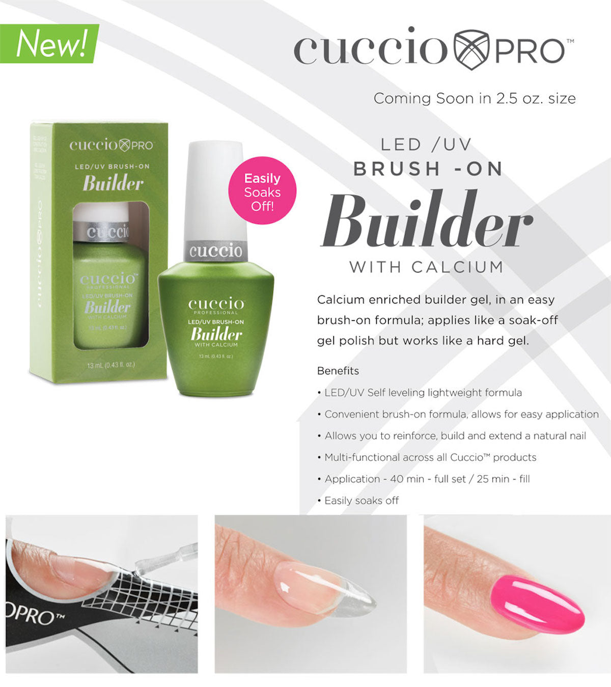 Brush-on Builder Gel with Calcium LED/UV Clear 0.43 fl oz (13mL)