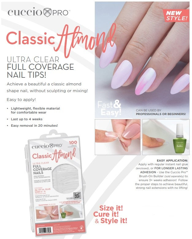 Full Coverage Nail Tips - Classic Almond - 100 Count