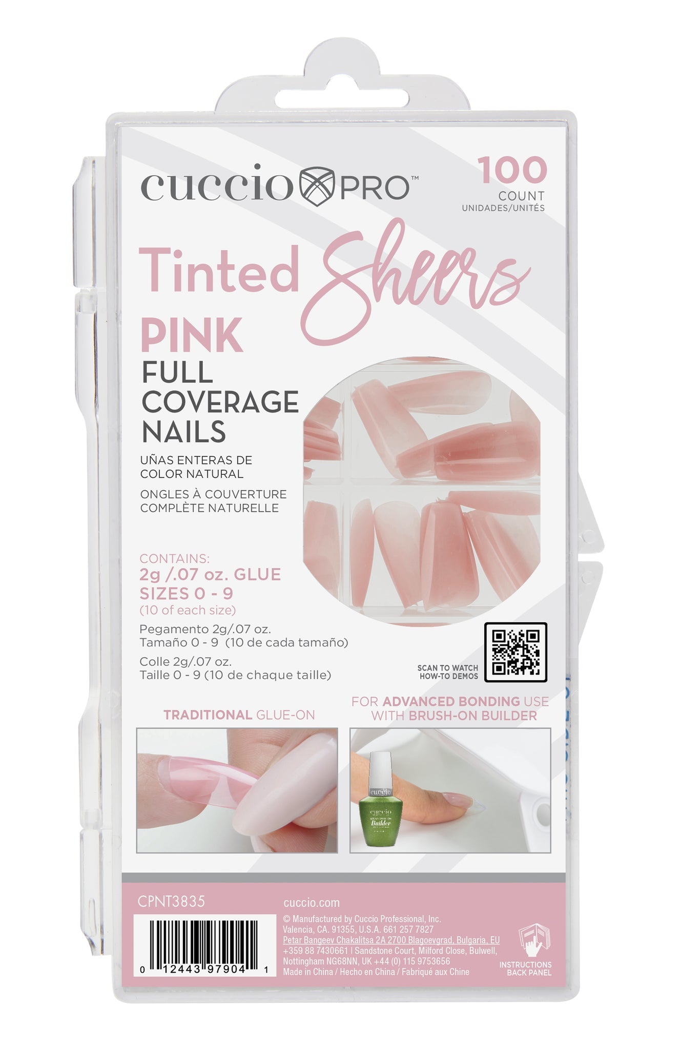 Full Coverage Nail Tips - Pink Tinted Sheers - 100 Count