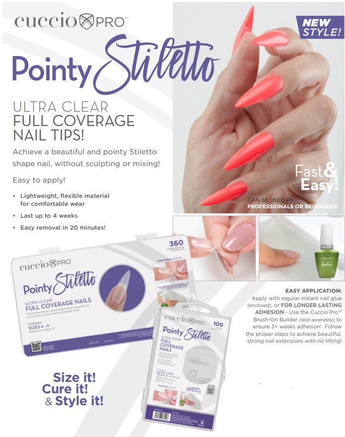 Full Coverage Nail Tips - Pointy Stiletto - 360 Count