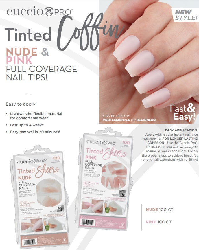 Full Coverage Nail Tips - Pink Tinted Sheers - 100 Count