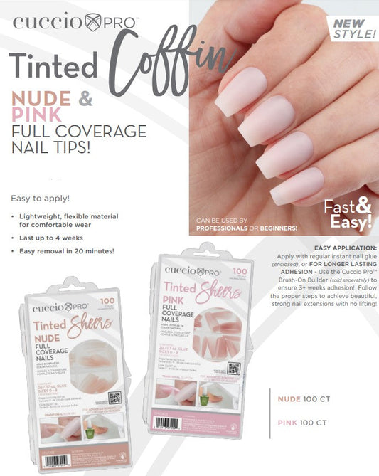 Full Coverage Nail Tips - Pink Tinted Sheers - 100 Count